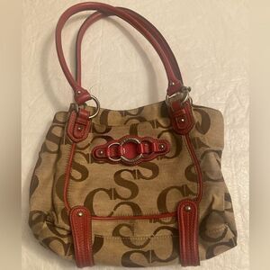 Sophia Caperelli Tan and Red Shoulder Bag